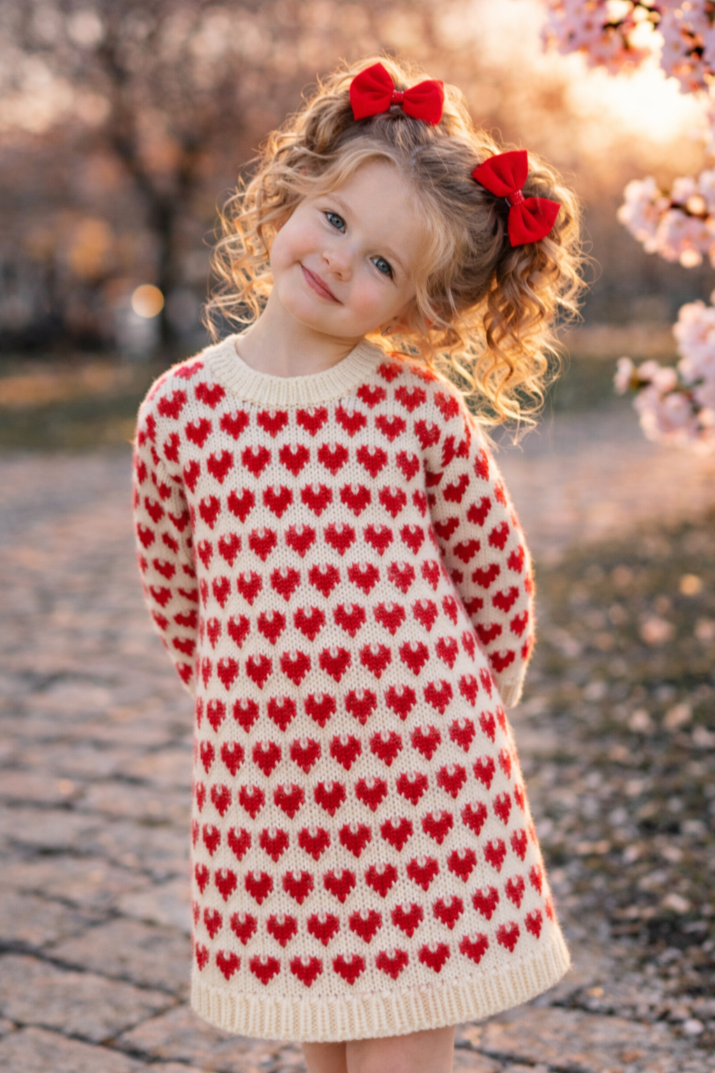 Boutique-inspired girls heart knit dress pattern PDF created for knitters who love elegant and romantic children’s designs with professional structure and timeless appeal.