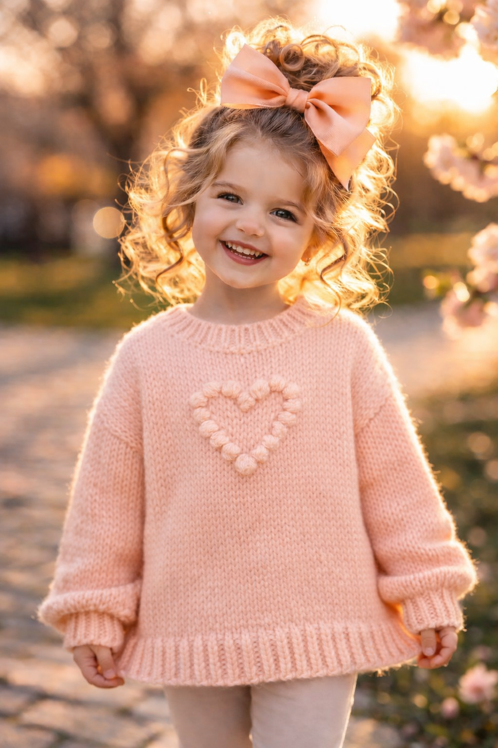 Modern girls heart sweater knitting pattern PDF featuring classic textured heart detail. Stylish digital pattern for handmade knitwear.
