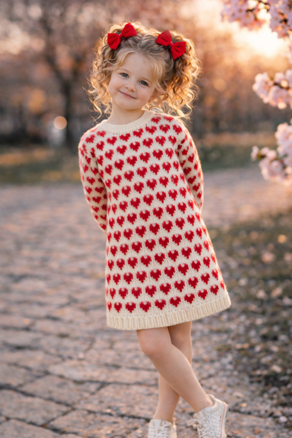 Sweet and modern Valentine heart dress knitting pattern for children. Designed with stylish heart accents and clean lines for a polished handmade finish.